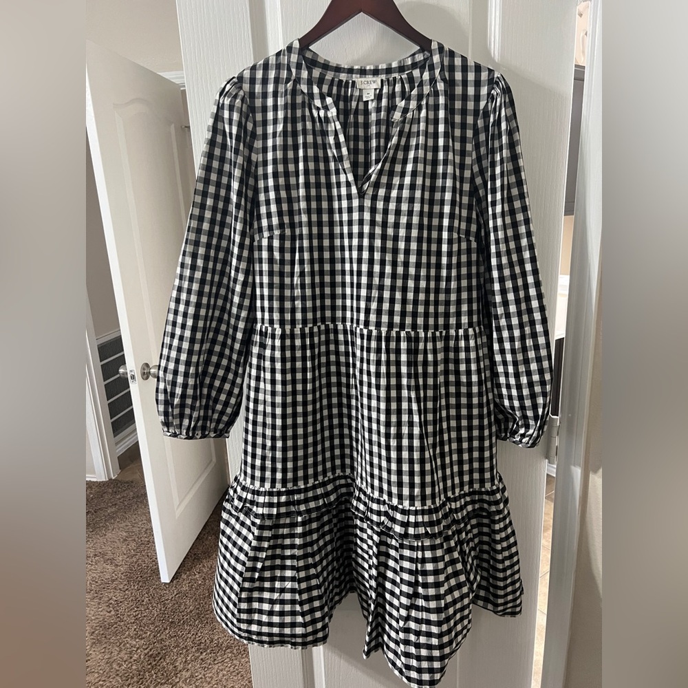 J. Crew Black and White Gingham Dress